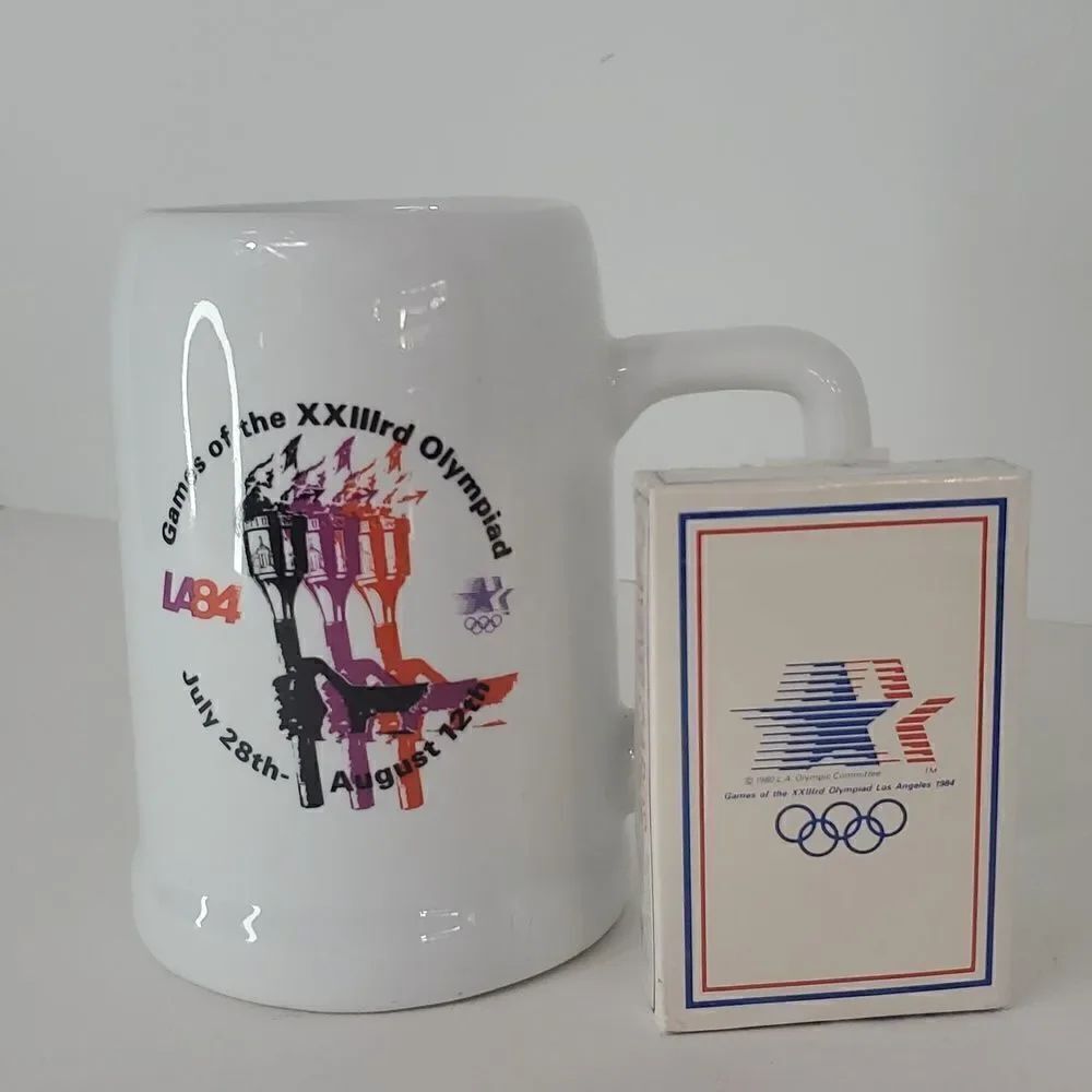 Vintage Olympics LA 1984 Mug and Playing Cards XXlllrd Olympiad